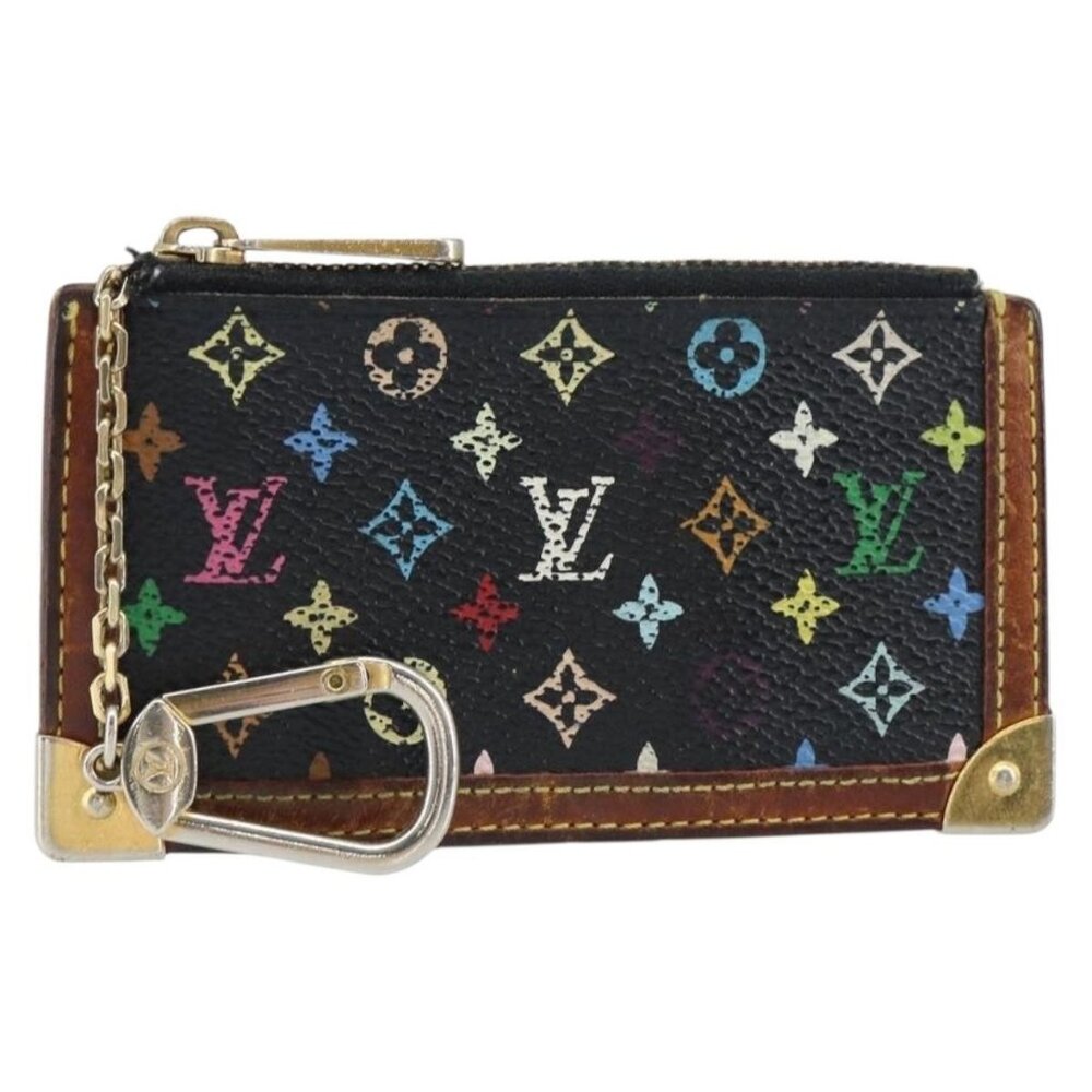 LOUIS VUITTON Multicolor Pochette Cles Coin Purse Black M13664 LV Auth 158853 - Picture 1 of 16
